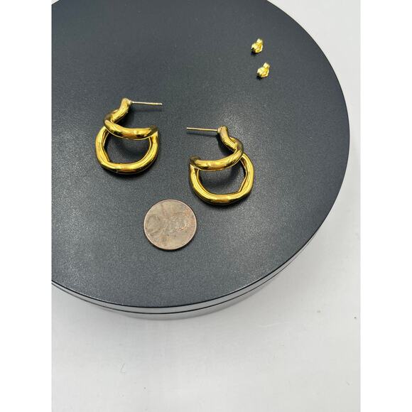Missoma 18k Recycled Gold Plated Double Molten Abstract Sculptural Twist Earring - Picture 3 of 11